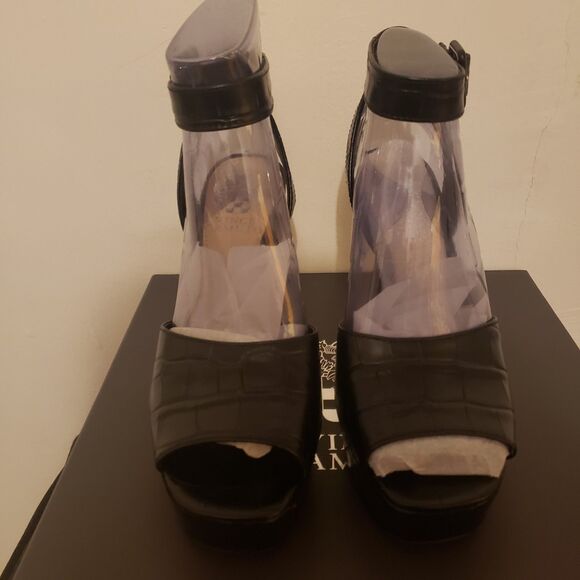 NIB Vince Camuto Kortinta croc-embossed platform high-heel sandal black SZ 6M - Picture 6 of 6